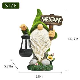 Gnome Waterproof Statue; Solar Lawn Light (Emitting Color: B)