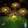 Waterproof Solar Fireworks Stake Lights With Remote; 4 Pack; 120 LED Copper Wire; 8 Modes