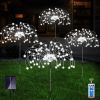 Waterproof Solar Fireworks Stake Lights With Remote; 4 Pack; 120 LED Copper Wire; 8 Modes