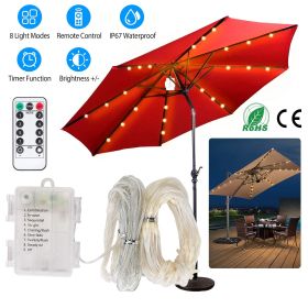 Patio Umbrella Lights With Remote Controller ; 104 LED 8 Bundles Warm White (Light Color: Warm White)