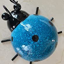 Cute Metal Ladybugs Garden Sculptures; 4 Pieces (Color: Blue)