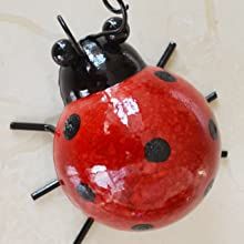 Cute Metal Ladybugs Garden Sculptures; 4 Pieces (Color: Red)