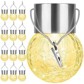Solar Cracked Glass Ball Garden Lights with Handle and Clip (Color: Warm)