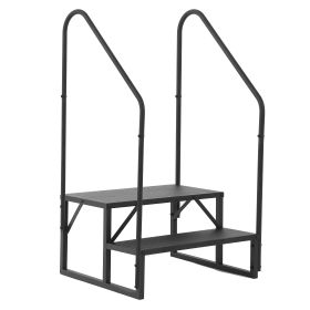 Portable 2 Step Stairs with Handrail (size: 2 step 2 handrails)