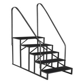 Portable 2 Step Stairs with Handrail (size: 5 step 2 handrails)