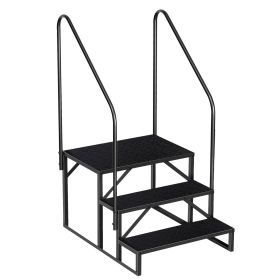 Portable 2 Step Stairs with Handrail (size: 3 step 2 handrails)
