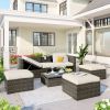5-Piece Wicker Patio Furniture Set with Lift Top Coffee Table