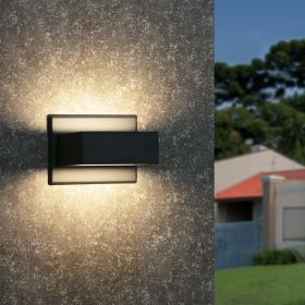 Inowel Outdoor Wall Sconce; LED Up and Down Porch Light (Color: Black)