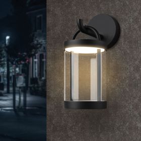 Inowel Outdoor Wall Sconce/Lantern; Waterproof LED Wall Light (Color: Black)