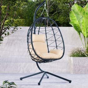 Wicker Egg Chair With Stand; Indoor or Outdoor (Color: as Pic)