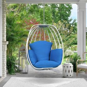 Aluminum Indoor/Outdoor Hanging Egg Chair With Cushion (Color: Blue)