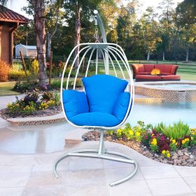 Egg Shaped Hanging Swing Chair (Color: Blue)