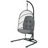 Wicker Hanging Egg Chair with Stand and Cushion