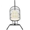 Wicker Hanging Egg Chair with Stand and Cushion