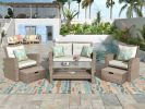 Wicker Patio Furniture Set; Sectional Sofa with Ottomans & Table