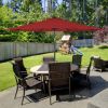 Solar Patio Umbrella with Crank and LED Lights - 10 Feet