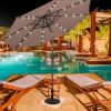 Solar Patio Umbrella with Crank and LED Lights - 10 Feet