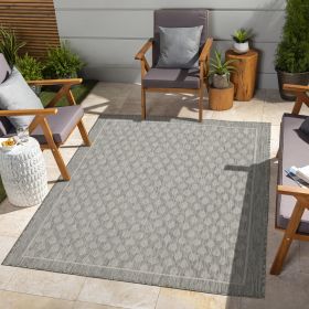 Sunshine Indoor/Outdoor Area Rug; 7 ft. 10 in. x 10 ft. 3 in; Silver (Color: as Pic)