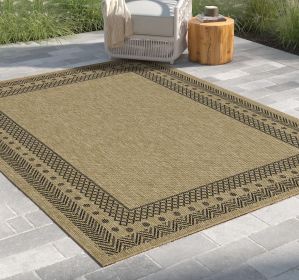 Indoor/Outdoor Area Rug; Jute/Black; 7 ft. 10 in. x 10 ft. 3 in. (Color: as Pic)