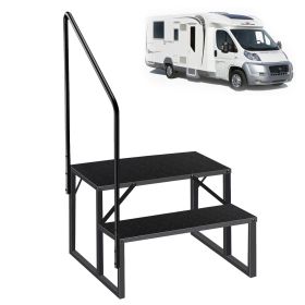 Portable 2 Step Stairs with Handrail (size: 2 Steps)