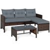 Outdoor Patio Rattan Sofa 3 Piece Set
