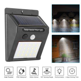 Waterproof Motion Sensor Solar Lights; 20 LEDs; 120 Degree Sensing Wide Angle Lighting (Color: Black)