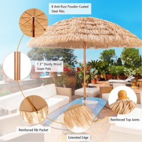 Thatched Hawaiian Tiki Umbrella - 8 Foot (Color: Natural)