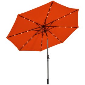 Outdoor Patio Umbrella With Solar LED Lights (Color: Orange)