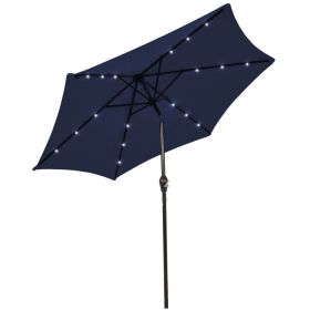 Outdoor Patio Umbrella With Solar LED Lights (Color: Dark Blue)