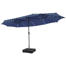 Double-Sided Patio Umbrella with 48 LED Lights - 15 Foot (Color: Navy)