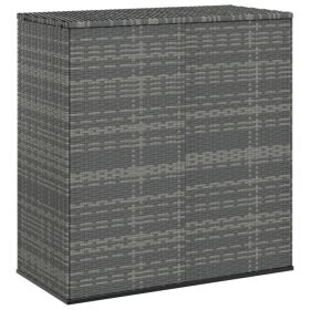 Patio Cushion Box PE Rattan Gray (Color: Grey)