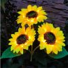 Solar Flashing LED Sunflower Lights with 3 Heads; 2 Pack
