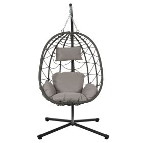Wicker Egg Chair with Stand; Indoor and Outdoor (Color: as Pic)