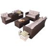 Direct Wicker Patio Conversation Set with Cushions and Storage Side Table