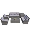 Direct Wicker Patio Conversation Set with Cushions and Storage Side Table