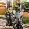 Biker Themed Garden Gnome Statue; Decoration For Desktop or Garden