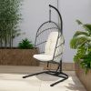 Wicker Hanging Egg Chair with Stand and Cushion