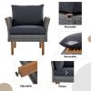 GO Rattan Conversation Furniture Set With Acacia Wood Legs and Tabletop; 9 Piece