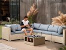 All-Weather Patio Conversation Set with Water Resistant Thick, Grey Cushions; 7 Pieces
