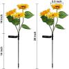 Solar Flashing LED Sunflower Lights with 3 Heads; 2 Pack