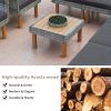 GO Rattan Conversation Furniture Set With Acacia Wood Legs and Tabletop; 9 Piece