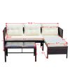Ratten Sectional Sofa With Seat Cushions(Beige Cushion); 3 Piece Conversation Set