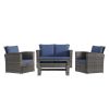 Wicker Rattan Patio Set; Sectional Sofa and Cushions with Tempered Glass Coffee Table