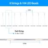 Patio Umbrella Lights With Remote Controller ; 104 LED 8 Bundles Warm White