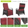 Adjustable Wicker Recliner with Flip Table