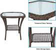 Glass Top Patio Wicker Coffee Table; All-Weather Aluminum Frame;  20''x 20''x 20"