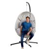 Large Hanging Egg Chair with Metal Stand and UV Resistant Cushion; For Outdoor or Indoor