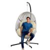 Large Hanging Egg Chair with Metal Stand and UV Resistant Cushion; For Outdoor or Indoor