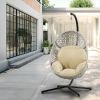 Large Hanging Egg Chair with Metal Stand and UV Resistant Cushion; For Outdoor or Indoor