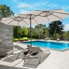 Double-Sided Patio Umbrella with 48 LED Lights - 15 Foot